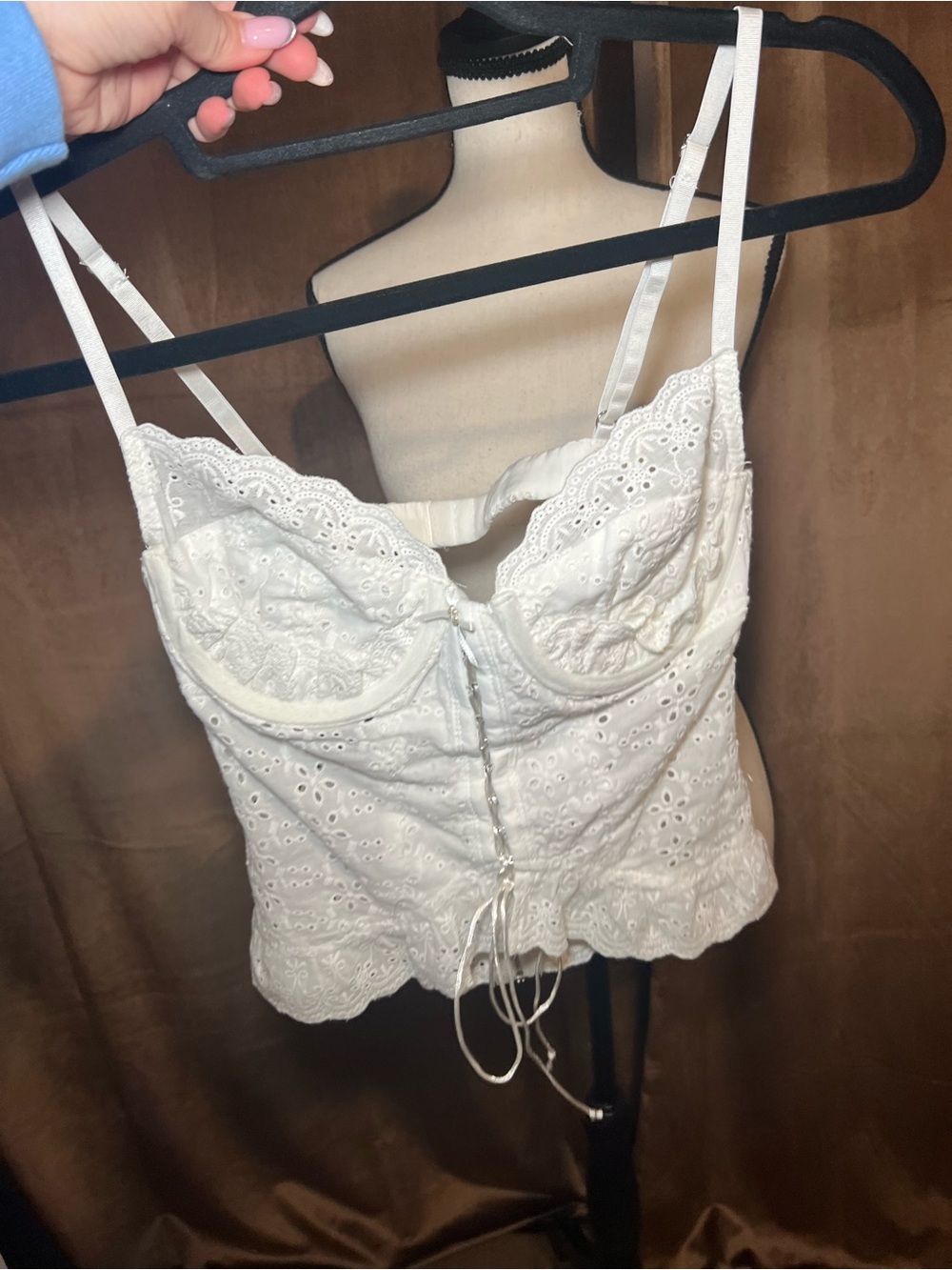 White Eyelet Lace Corset Top